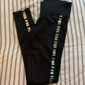 NWOT PINK cozy leggings xs black and silver